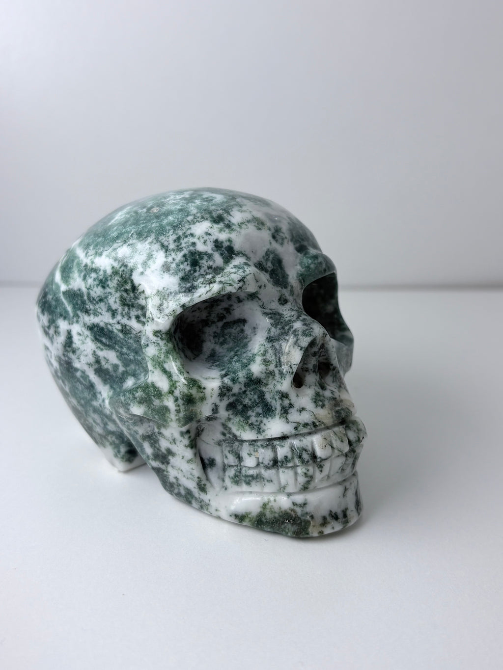 Moss Agate Skull