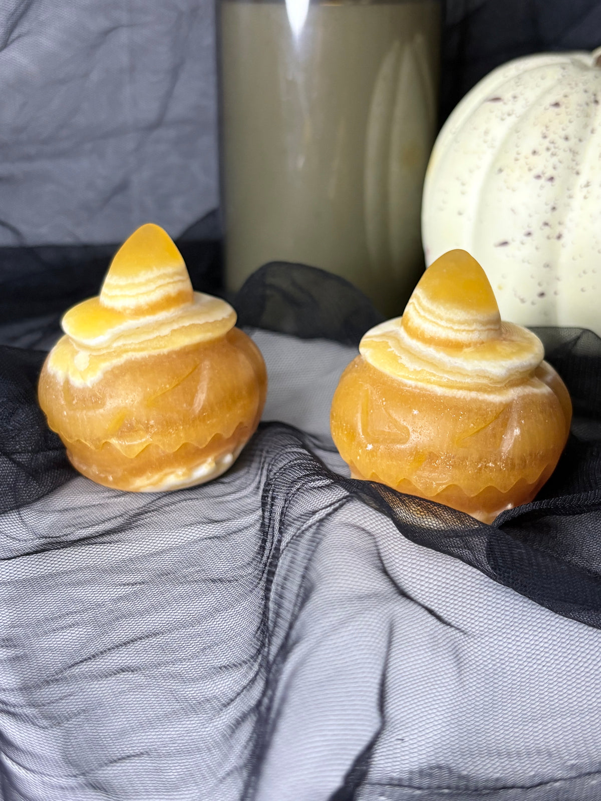 Halloween Honey Calcite Carving