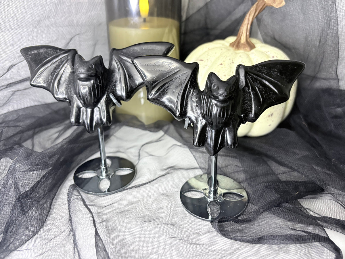 Black Obsidian Bats on Stand
