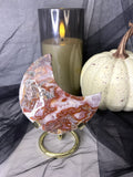 Red Moss Agate Moon on Stand