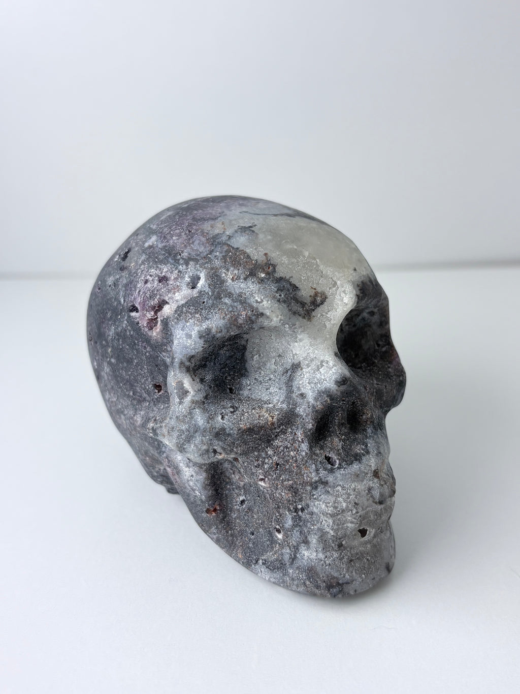 Lepidolite Druzy Skull