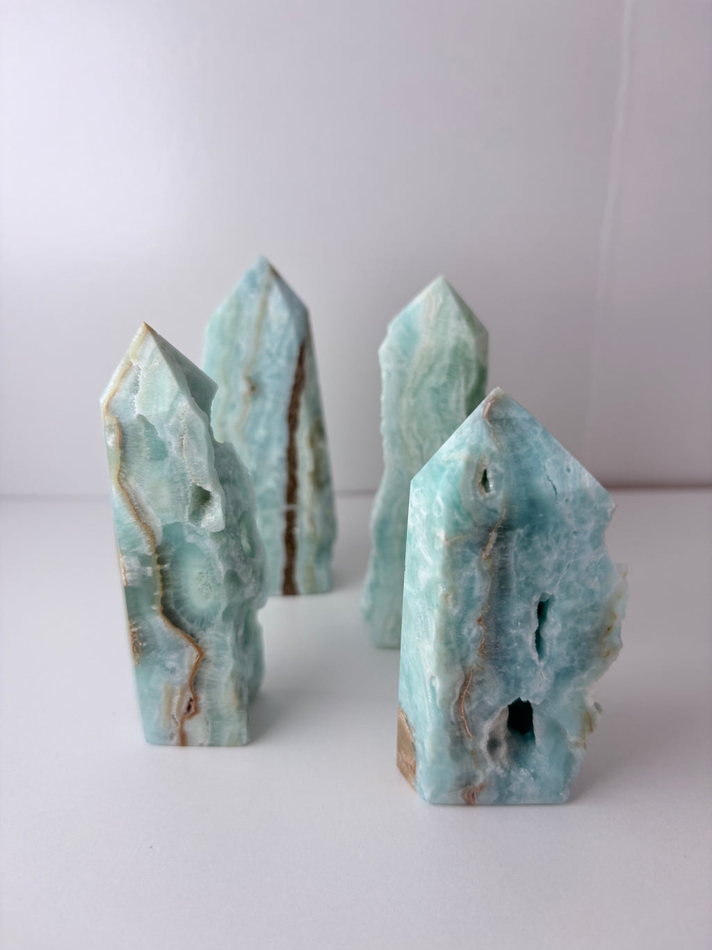 Blue Aragonite Obelisk Towers