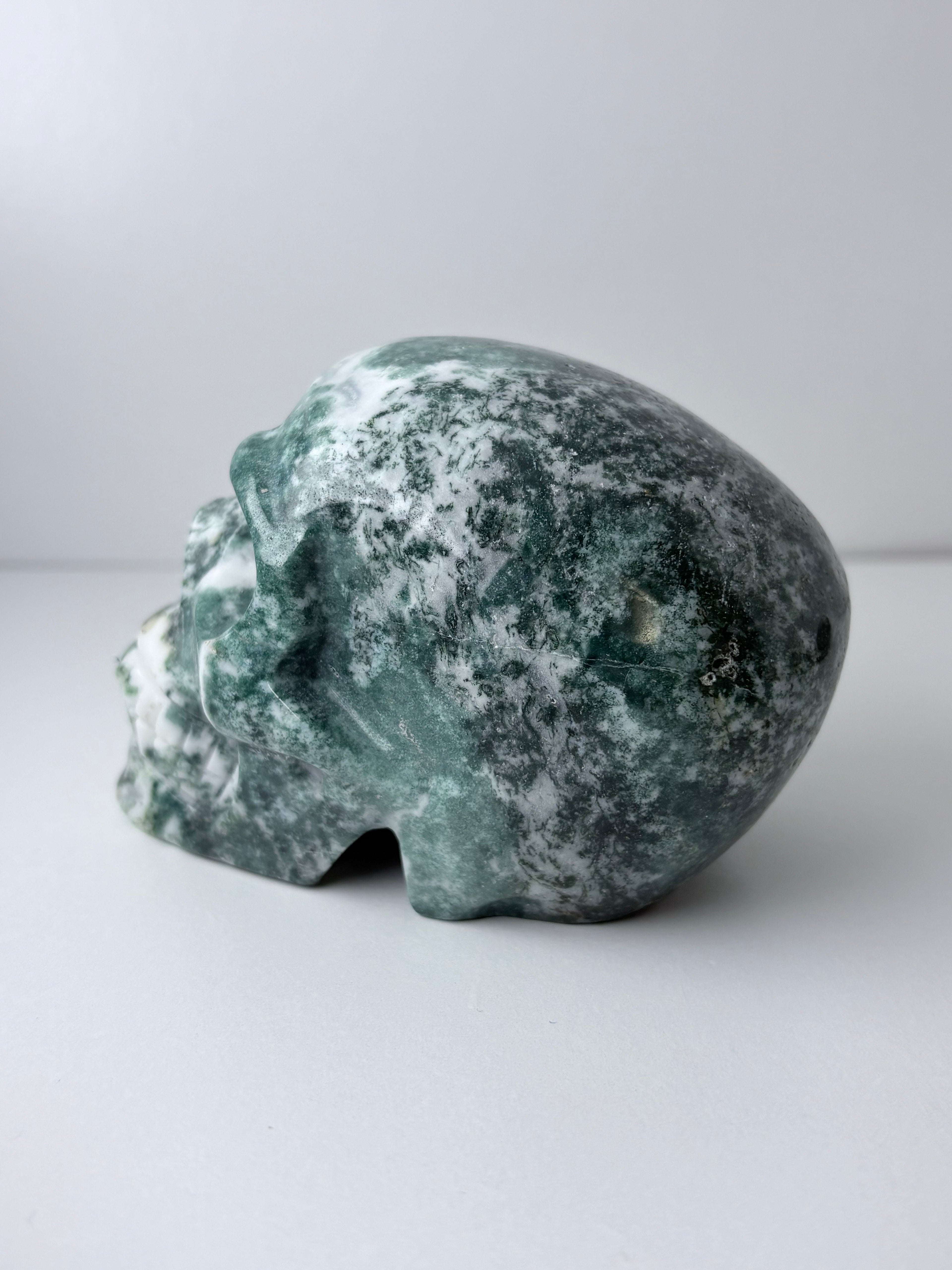 Moss Agate Skull