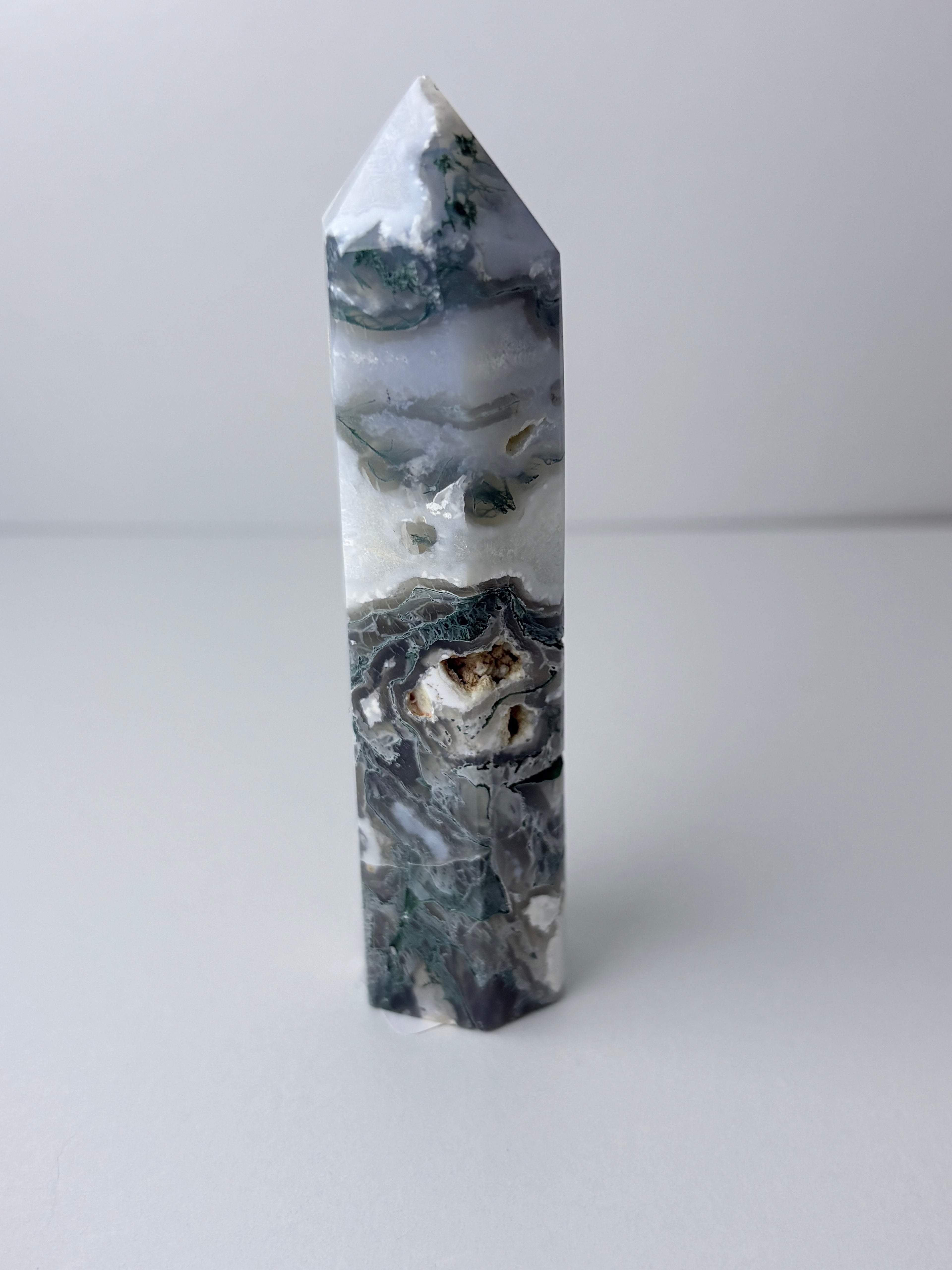 Moss Agate Obelisk Towers